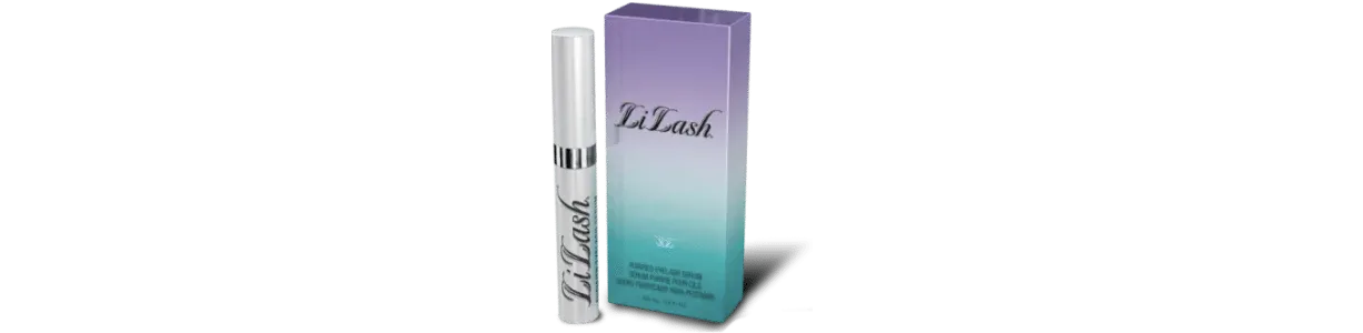 LiLash lash serum bottle and gradient box for longer, fuller lashes