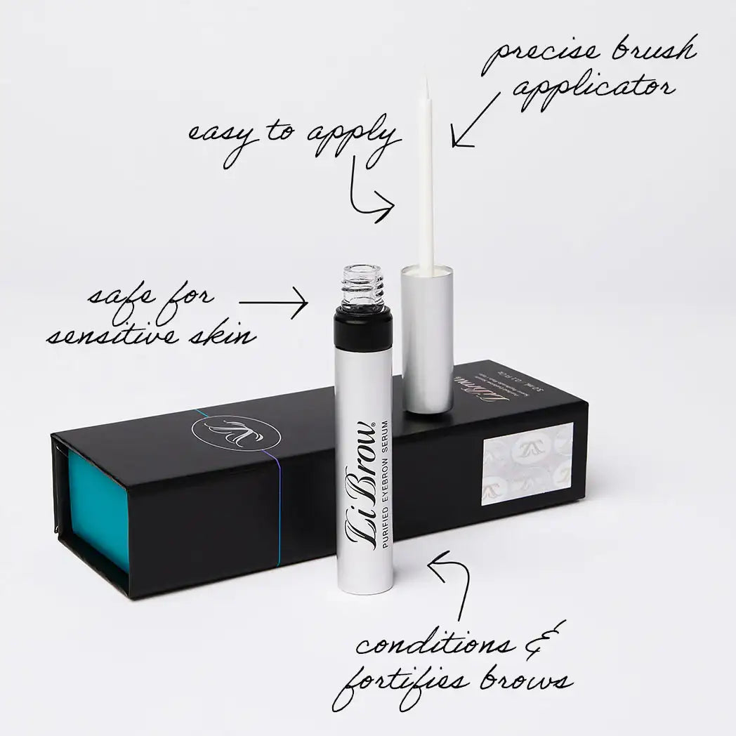 LiBrow purified eyebrow serum with precise brush applicator, conditions &amp; fortifies brows, safe for sensitive skin