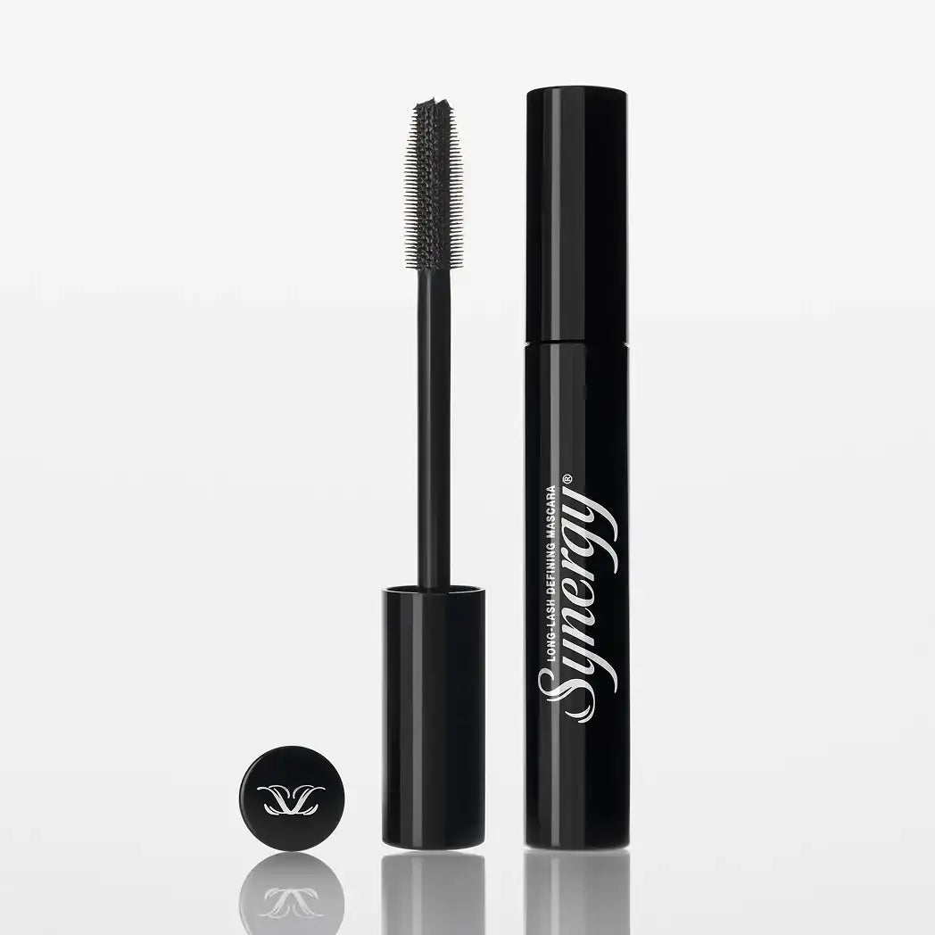 Synergy Long-Lash Defining Mascara with applicator brush and black tube.